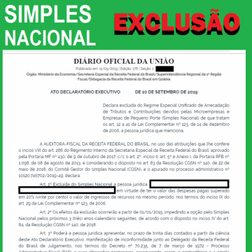 Simples Nacional sofre Exclusão por excesso de despesa